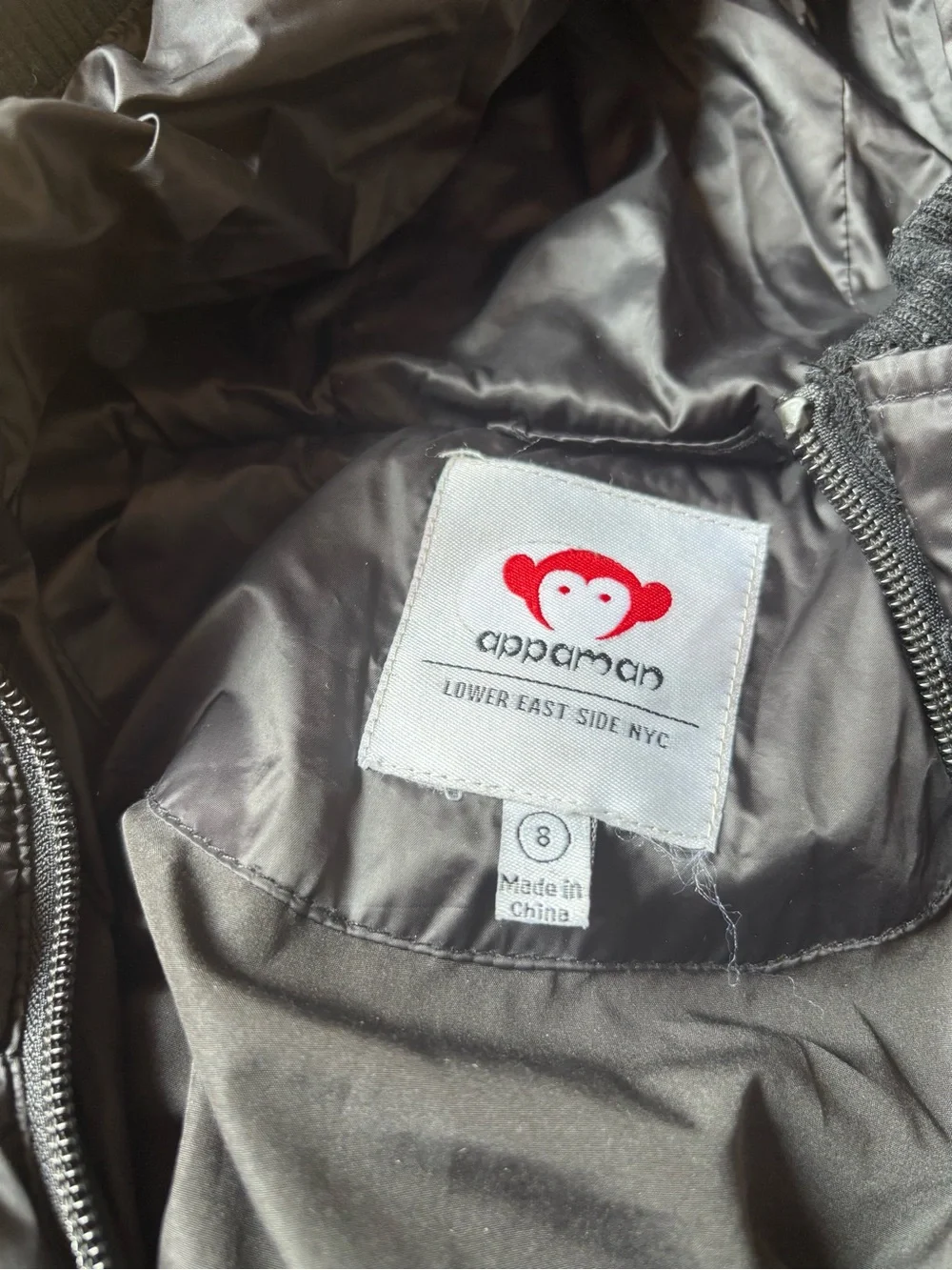 Appaman Black Quilted Jacket with Red Logo Tag